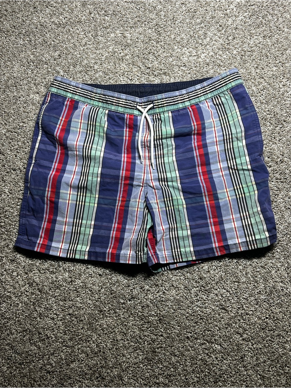 Brooks Brothers Men's Blue & Green Striped Swim Shorts